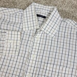 Burberry London Mens 17R White Check Button Up Long‎ Sleeve